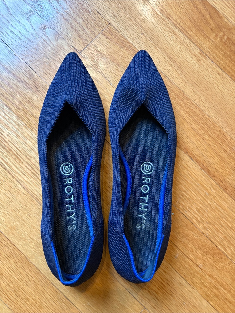 Rothy's Pointed Knit Flats in Navy Blue